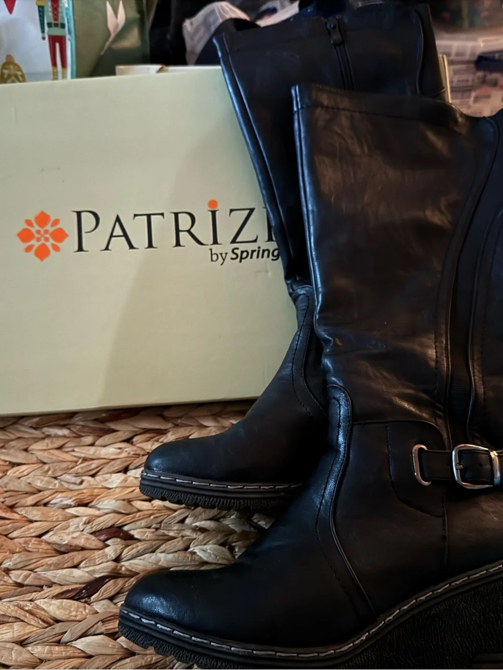 Patrizia Black Leather Knee Boots - Classic Women's Riding Style